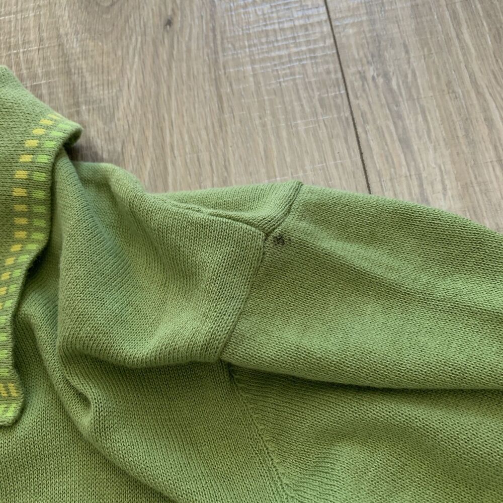 OxKnit Store Sweater Knit Shirt  Green 70s Retro Button Down Short Sleeve Mens M - Picture 6 of 8